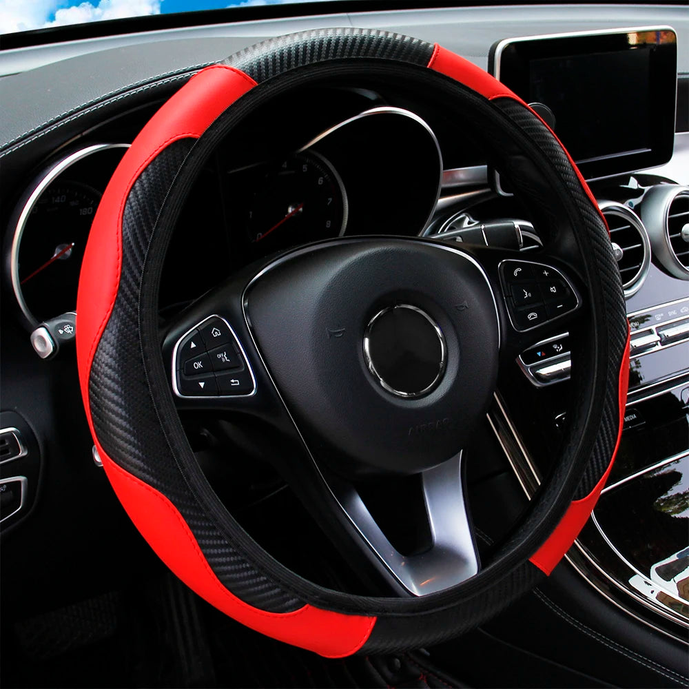 Breathable PU Leather Steering Wheel Cover: Anti-Slip Protection!