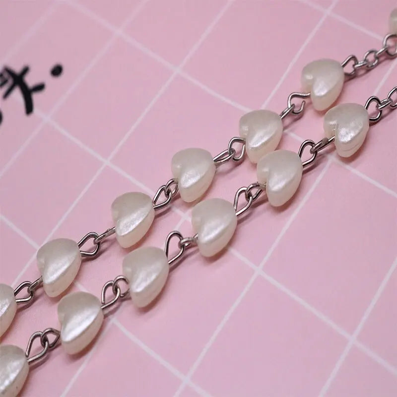 White Peach Heart Necklace