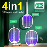 Portable USB Rechargeable Mosquito Killer: Foldable Electric Fly Swatter Trap with UV Light Bug Zapper - Powerful 3000V Insect Killer