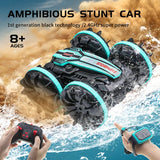 Amphibious RC Stunt Car: Double-sided Flip, Remote Control Fun for Boys