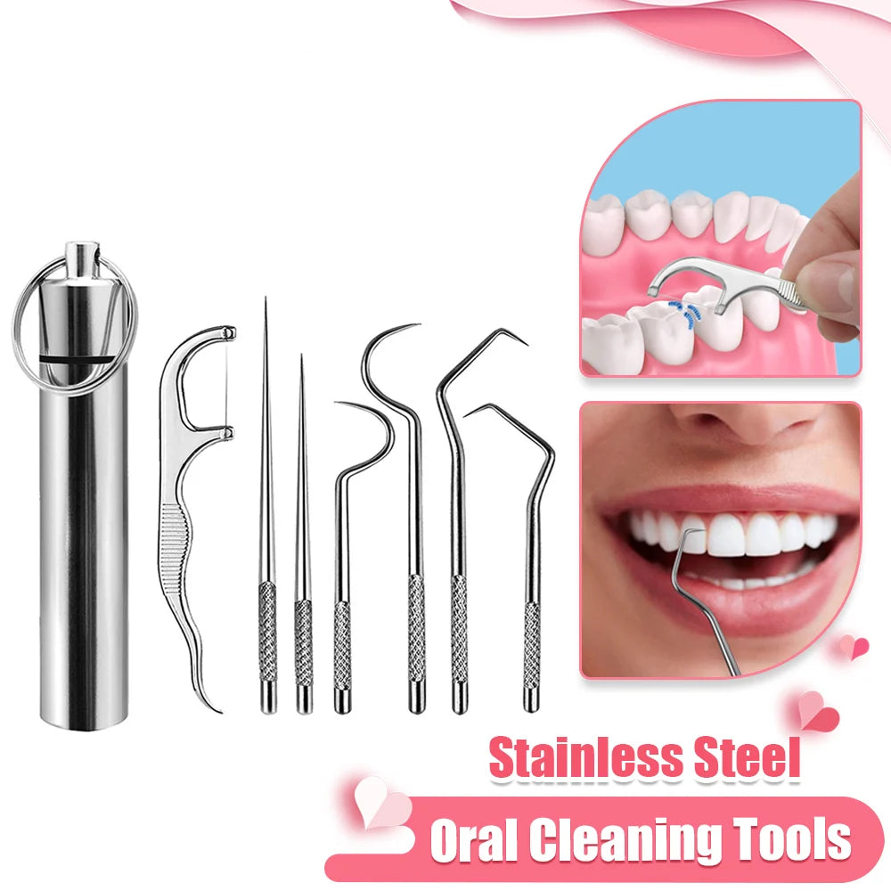 Stainless Steel Toothpick Set: Reusable, Portable Oral Care Kit