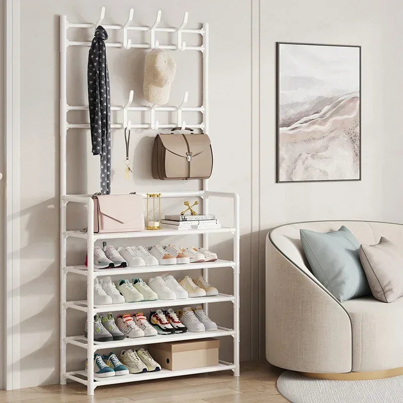 Multi-Layer Doorway Shoe Rack & Coat Hanger