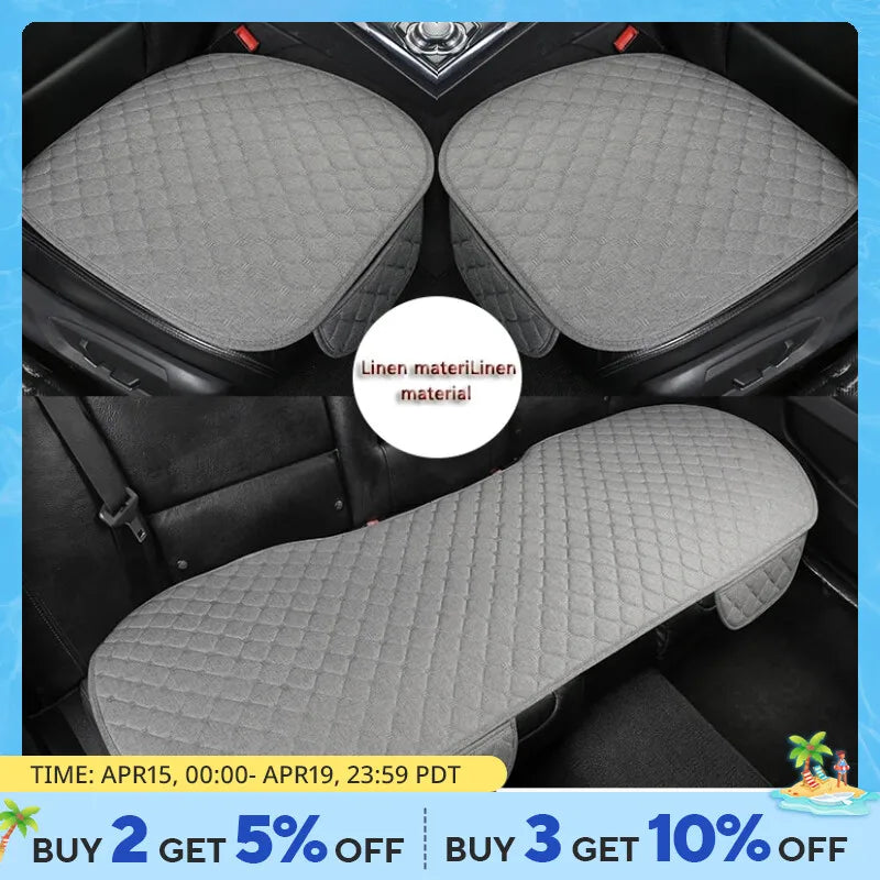  All-Season Comfort: Linen Quilted Car Cushion Set