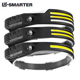 Headlamp COB LED Sensor Head Lamp with Built-in Battery | USB Rechargeable Head Torch Featuring 5 Lighting Modes | Powerful Headlight Flashlight